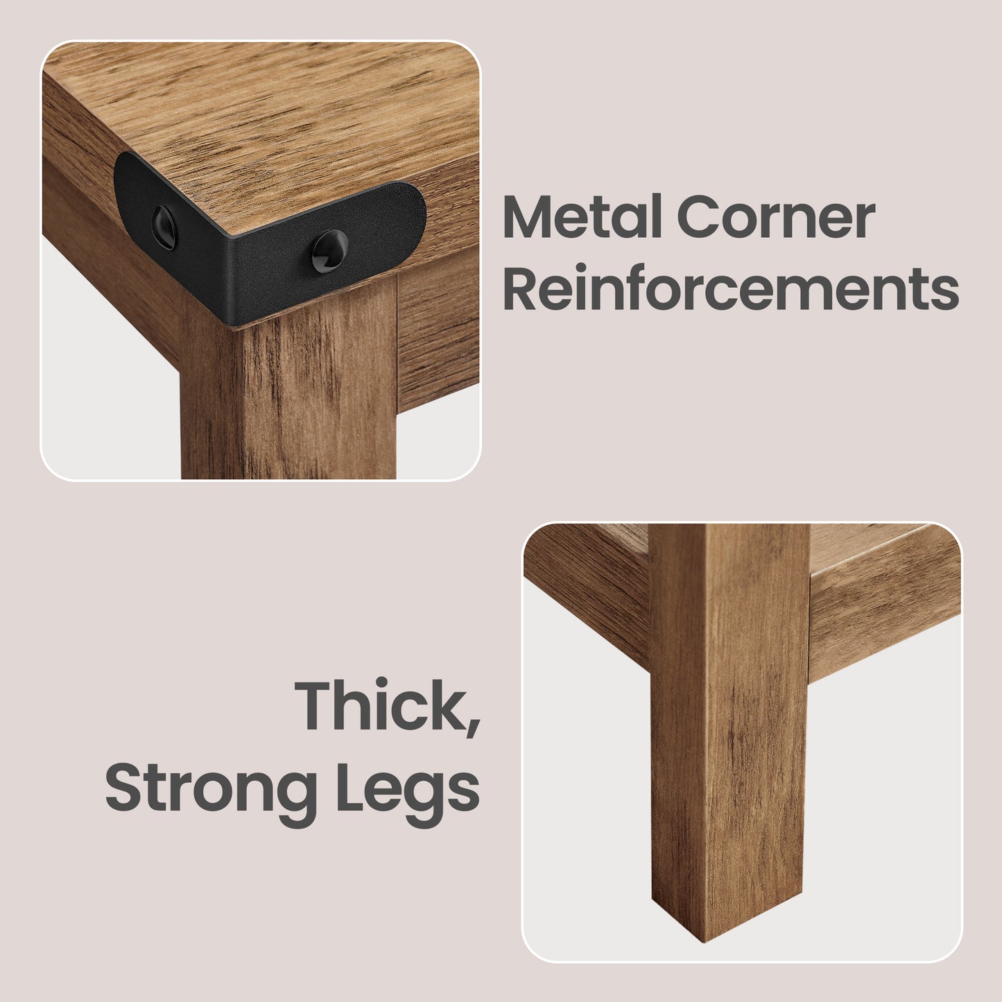 2-Tier Farmhouse End Table, Small Side Table with Bottom Shelf, Nightstand for Living Room, Bedroom, 23.6 x 21.6 x 11.8 Inches, Honey Brown