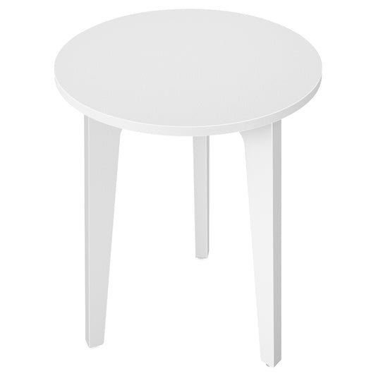 Small Round Side Table with Tapered Legs, Compact Nightstand for Small Spaces, Curved Transitions, Living Room & Bedroom, Cloud White