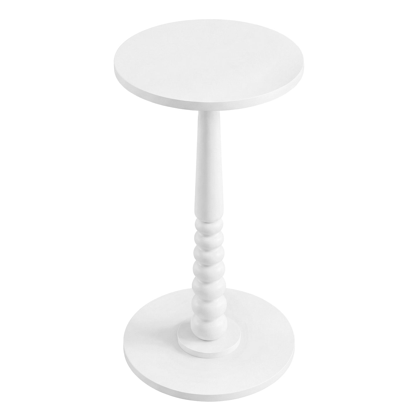 Round Side Table with Solid Wood Leg, Mid-Century Modern Accent Nightstand for Living Room, Bedroom, 11.8 x 21.7 Inches, Cloud White