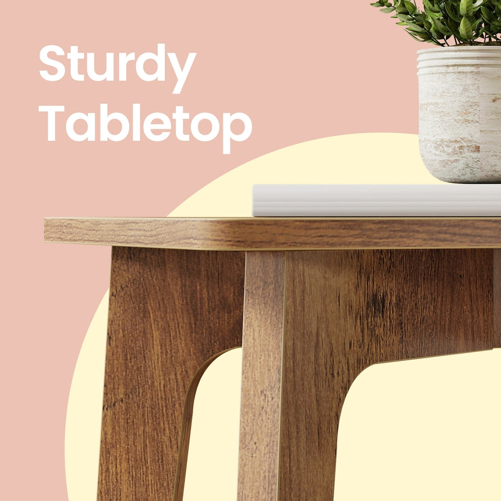 Side Table, 2-Tier Small Rectangular End Table with Lower Shelf & Tapered Legs, Mid-Century Modern Nightstand for Living Room Bedroom, Honey Brown