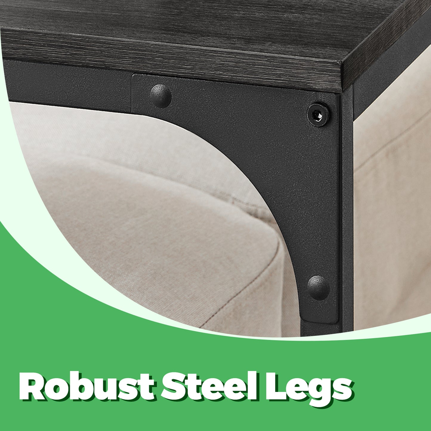 C-Shaped End Table, Slim Sofa Side Table with Steel Frame, Small Space Laptop & Snack Stand for Living Room or Bedroom, Ebonized Oak and Black