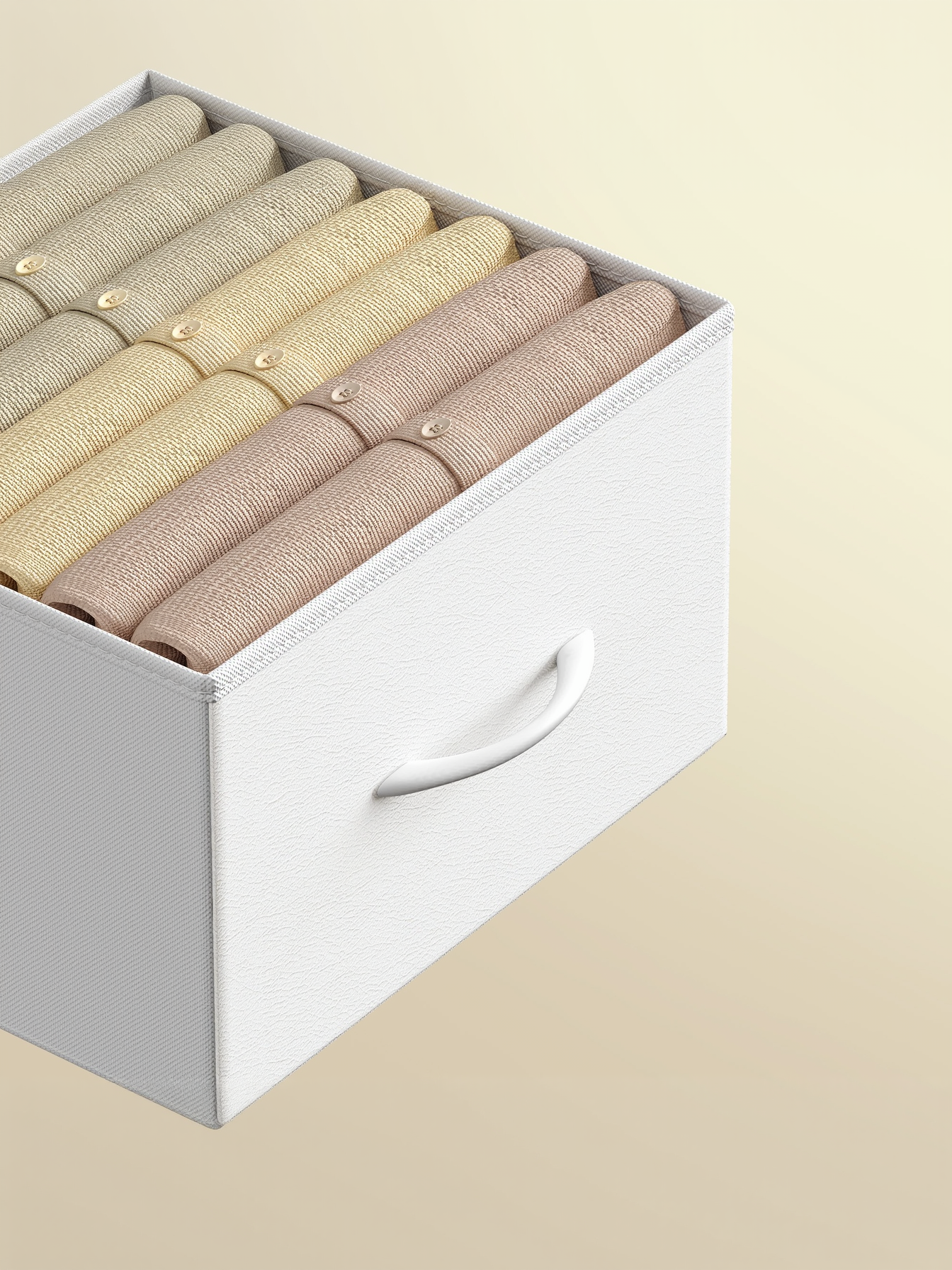 7-Drawer Storage Chest, Steel Frame Fabric Drawer Organizer for Bedroom, Closet and Living Room, Cloud White and Snow White