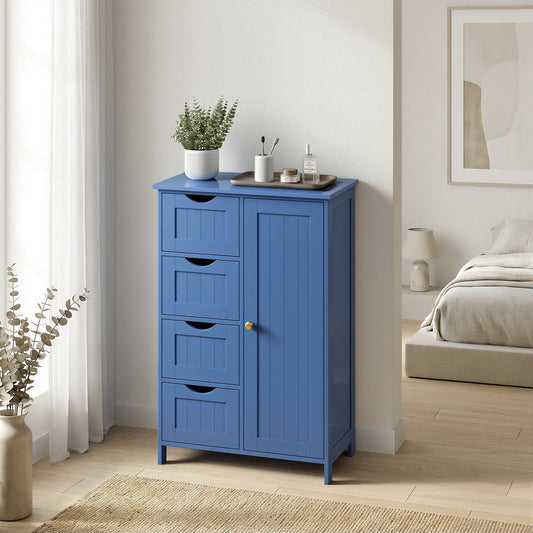 Freestanding Storage Cabinet with Drawers & Door, Adjustable Shelf Floor Cabinet for Bathroom, Living Room, Kitchen, 21.7 x 32.3 x 11.8 Inches, Bijou Blue