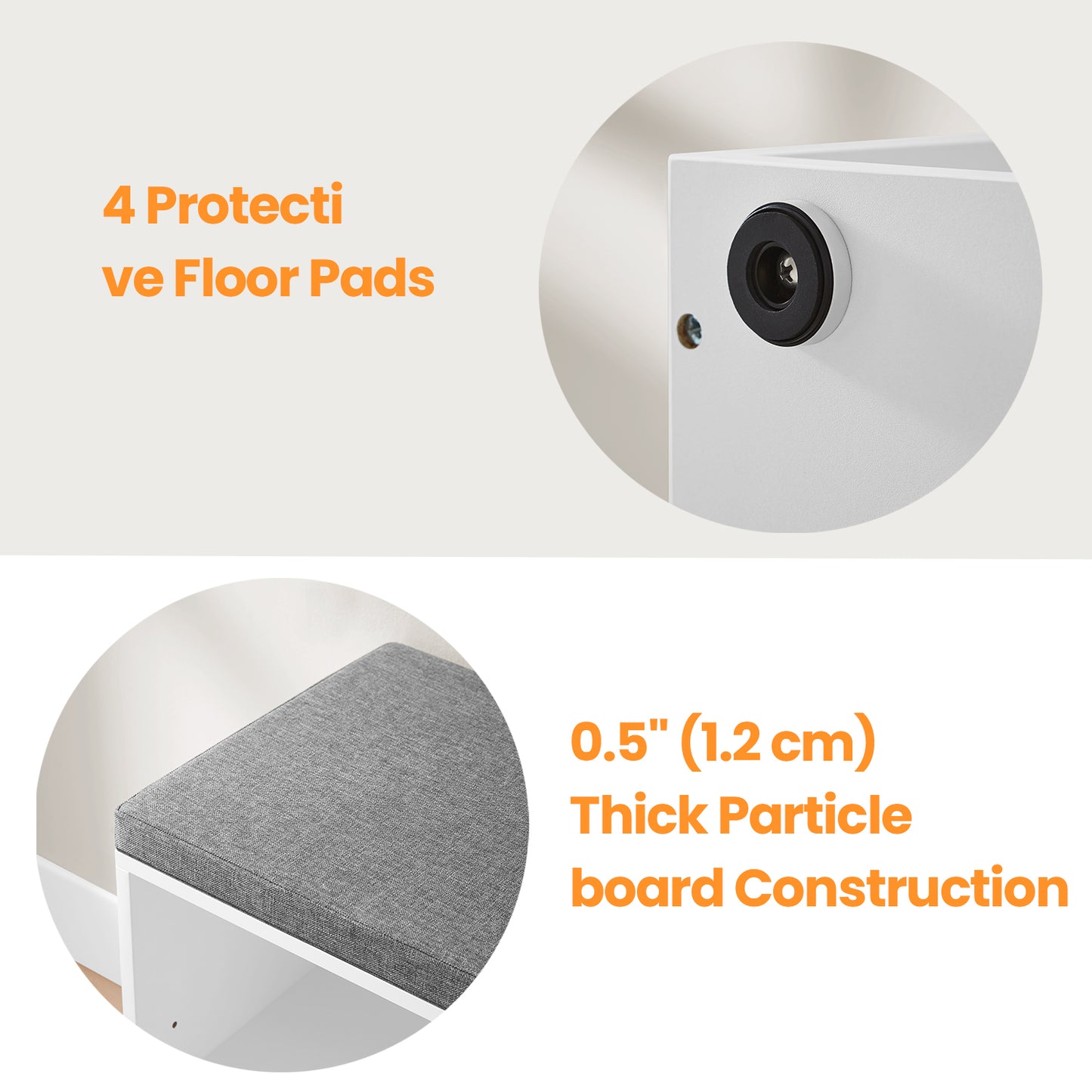 10-Compartment Shoe Bench, Storage Organizer with Removable Cushion, No-Tool Assembly Entryway Seat,Cloud White and Dove Gray