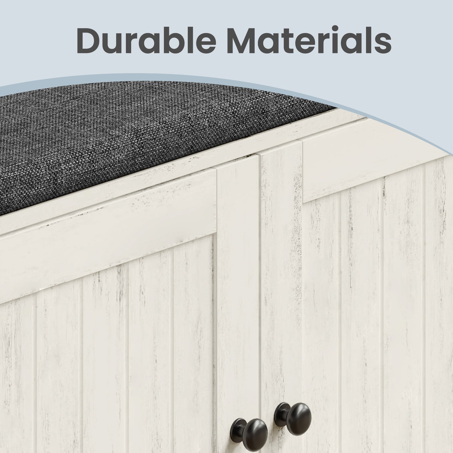 Storage Bench with Shoe Storage, Toolless Assembly Entryway Bench with Cushion & Adjustable Shelves, 40 x 17 x 14 Inches, Rustic White and Slate Gray