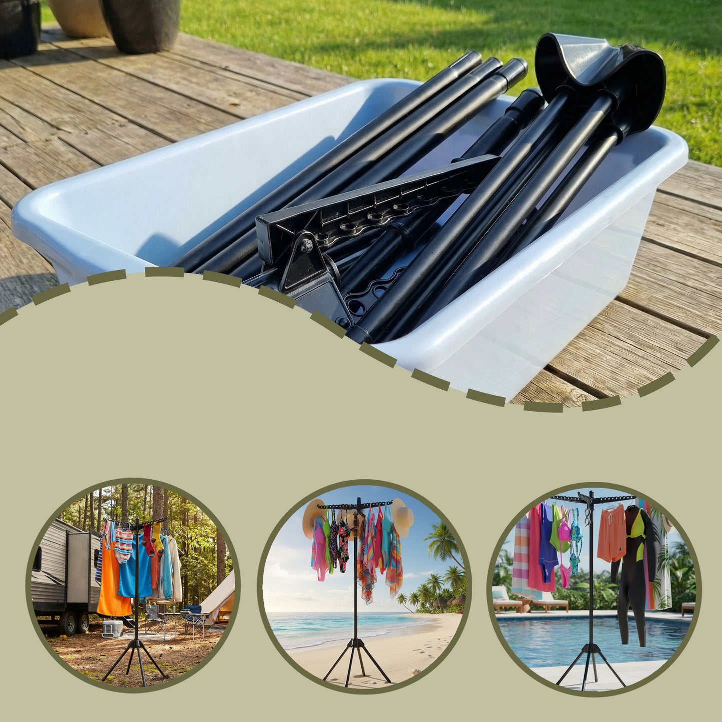 Folding Clothes Drying Rack with 3 Rotatable Arms, Stainless Steel Laundry Rack for 27 Pieces, 59-Inch Tall, Black