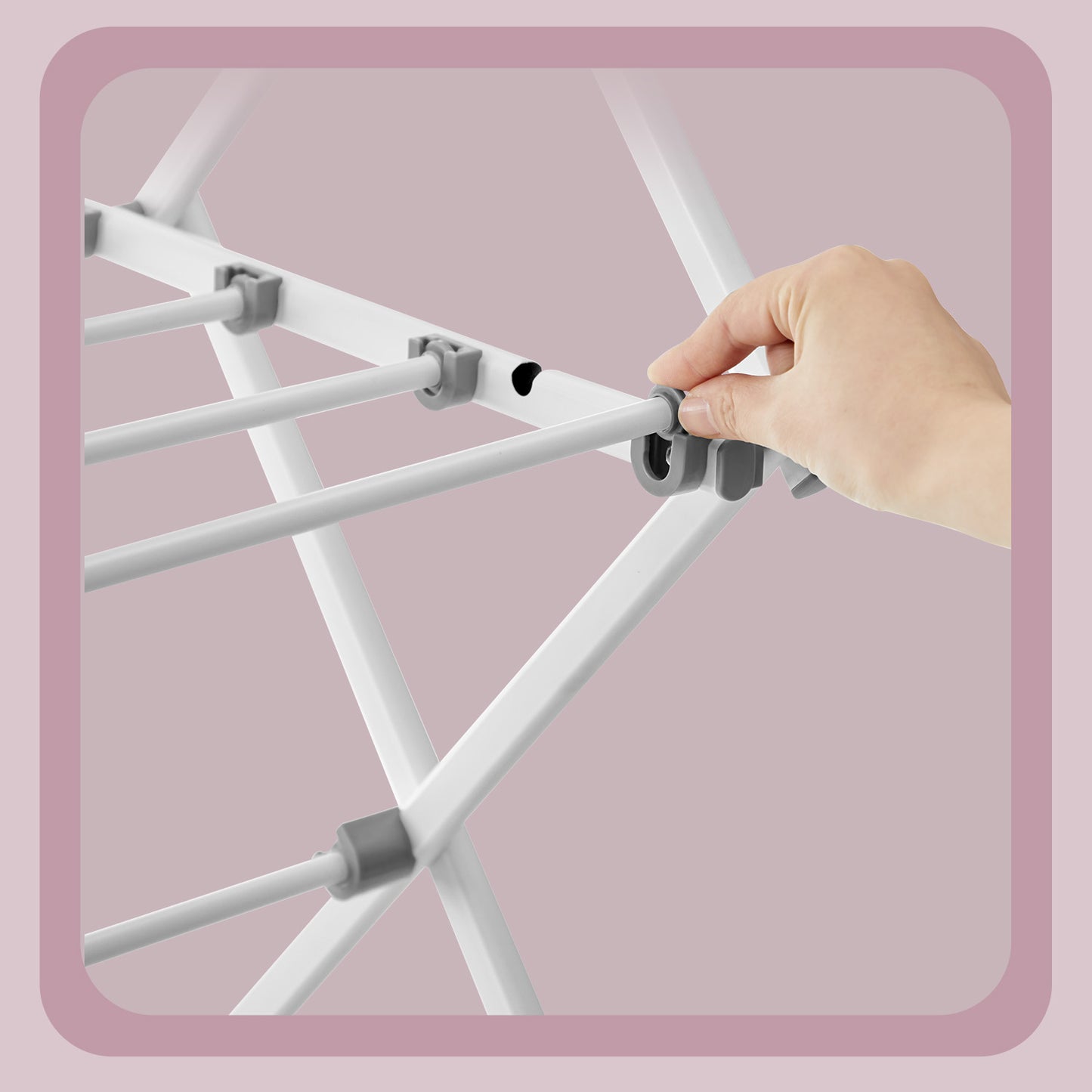 Foldable Clothes Drying Rack, 12 Rod Laundry Airer with Steel Frame, Indoor Outdoor Use, 36.6 x 53.2 Inches, Pearl White