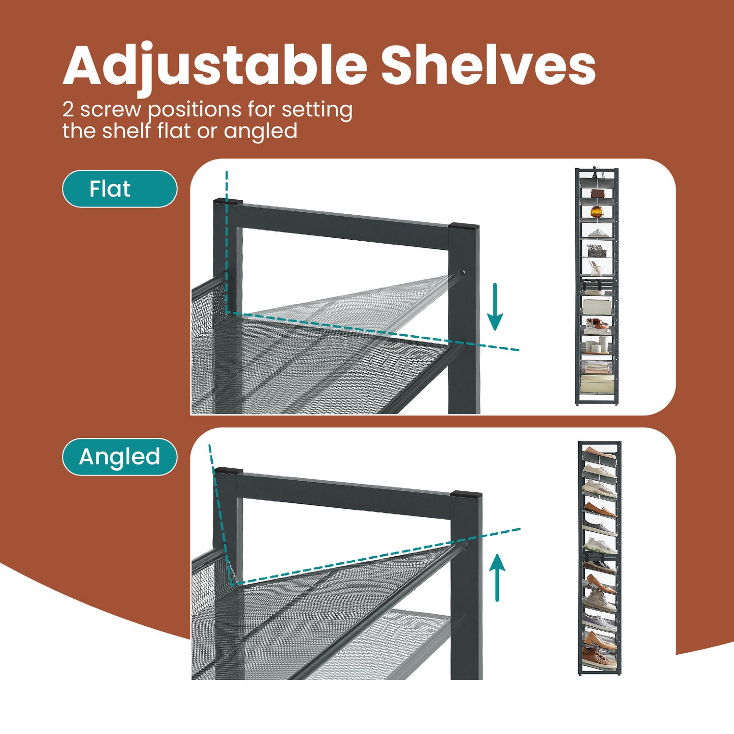 12-Tier Stackable Adjustable Shoe Rack for Garage & Entryway, Heavy-Duty Metal Frame, Holds 48-60 Pairs, Space-Saving Design, Cool Gray