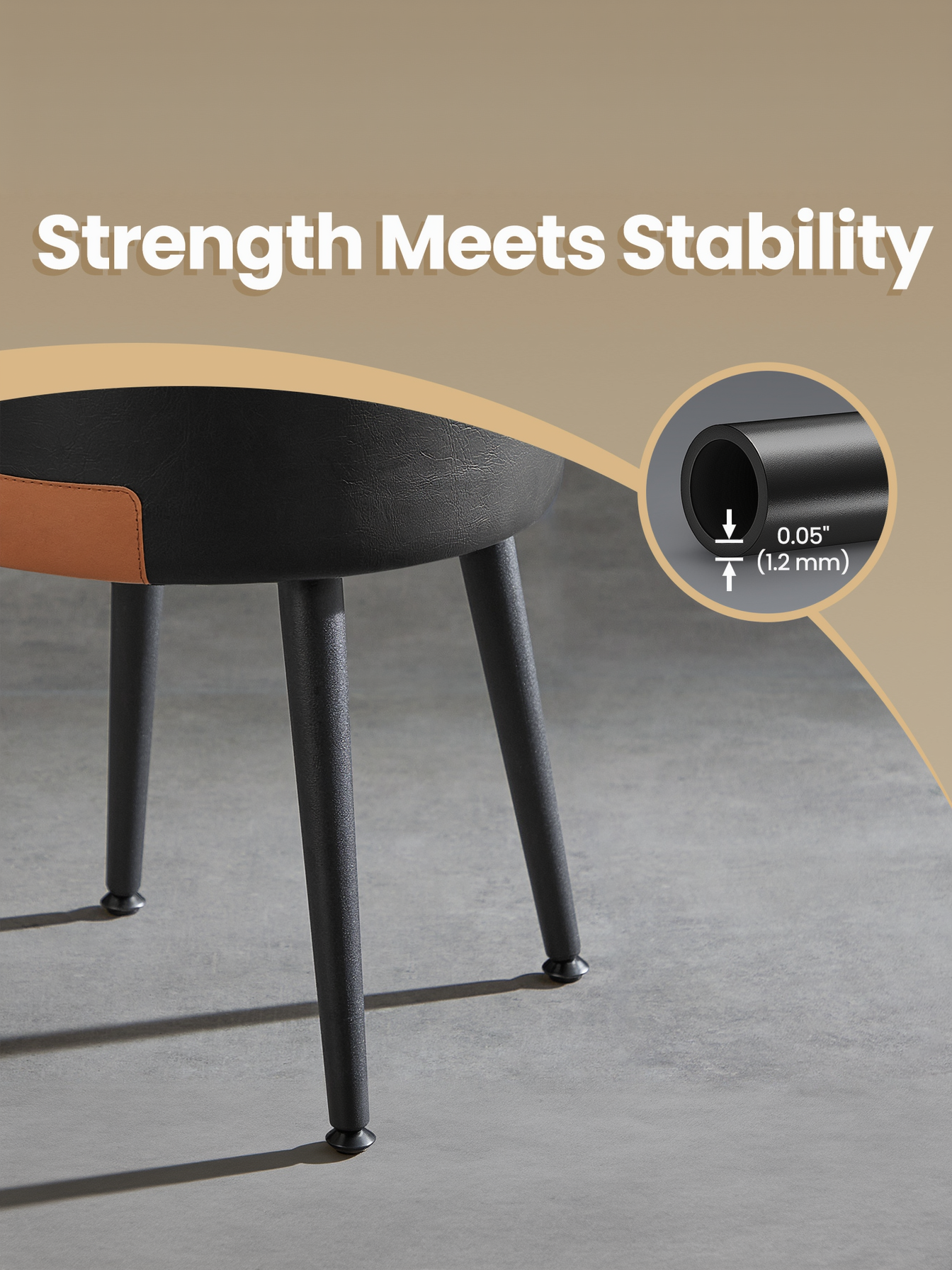 Storage Ottoman Vanity Chair, Mid-Century Modern Round Stool with Steel Legs and 330 lb Capacity, Ink Black