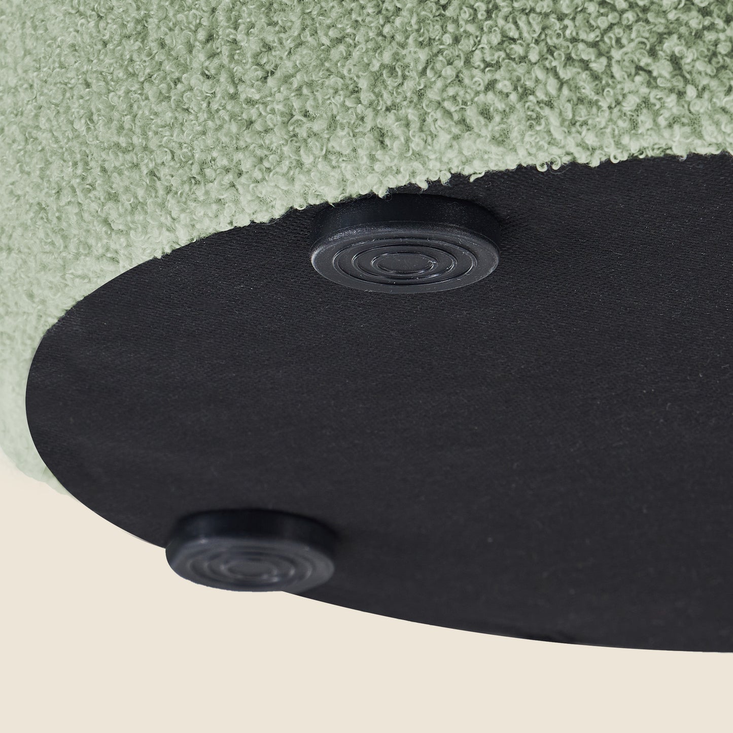 Set of 2 Round Storage Ottomans, Teddy Fleece Vanity Stools with Removable Lid, Footrest & Coffee Table, for Living Room, Bedroom, Laurel Green