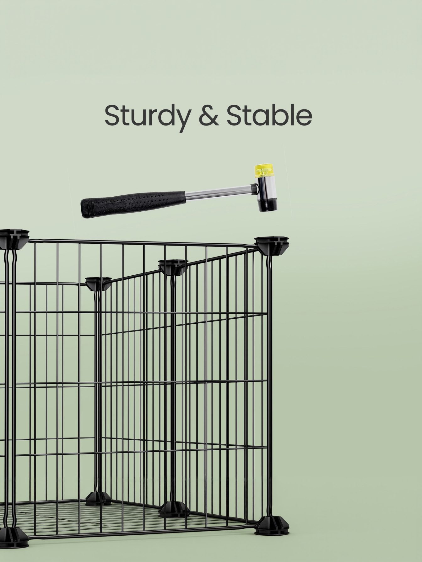DIY Metal Pet Playpen with Cable Ties, Small Animal Cage Enclosure with 0.10" Wire Mesh, for Guinea Pigs, Rabbits, Hamsters, Black