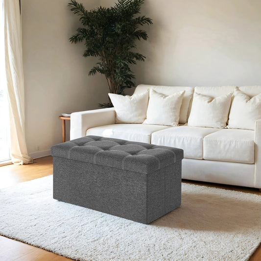 Storage Ottoman - Foldable Design, 660lb Capacity, 21 Gal Storage, Multi-Functional Bench for Living Room, Bedroom, Dark Gray