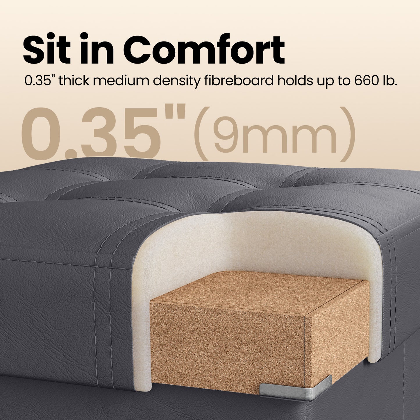 Storage Ottoman - 30" Flip-Top Bench, 660lb Capacity, 24-Gallon Storage, Synthetic Leather, Multi-Functional, Dark Gray