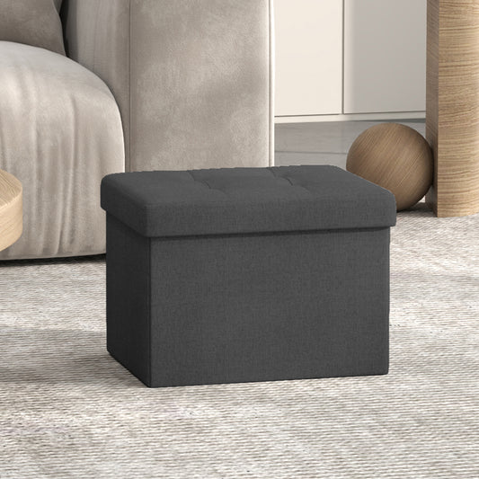 Folding Storage Ottoman, 286 lb Capacity Foot Rest Stool with 8 Gallon Hidden Storage, 16.1 Inch Multifunctional Seat, Ink Black