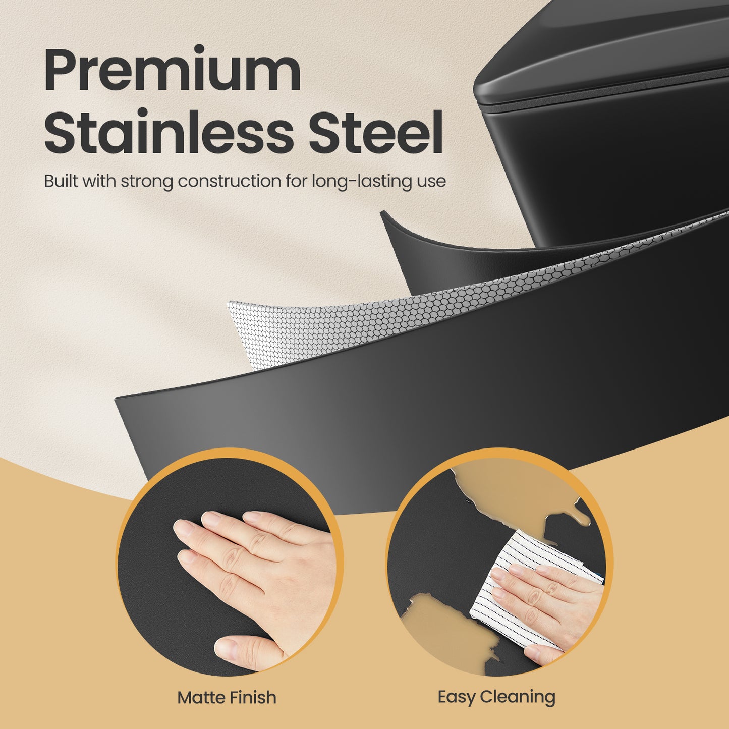 13 Gallon Slim Trash Can, Soft-Close Lid with Inner Bucket & Pedal, Narrow Space Kitchen Bin, Black