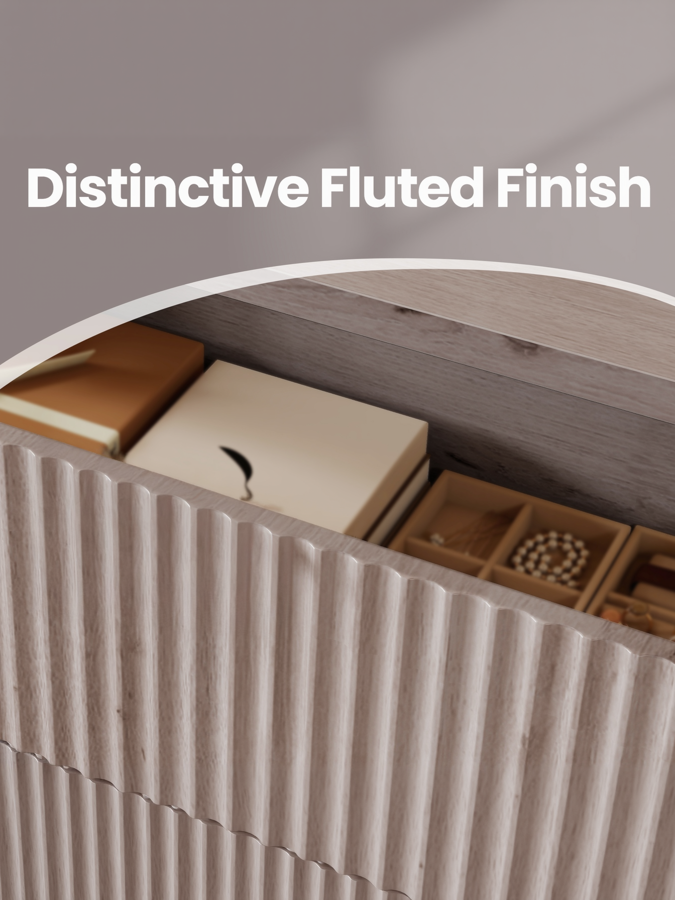 6-Drawer Double Dresser, 54.2-Inch Wide Fluted Panel Chest of Drawers for Bedroom and TV Stand, Mid Century Modern, Washed Gray