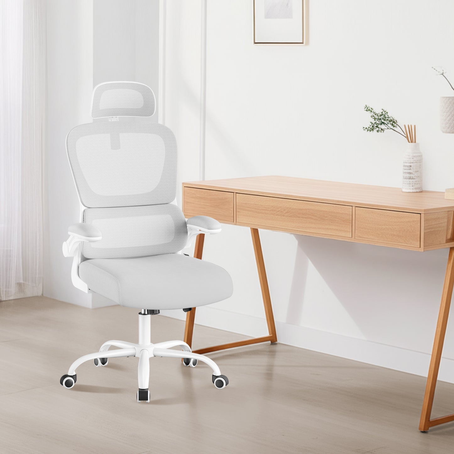 Toolless Assembly TV Stand for TVs up to 72 Inches, 3-Door Media Console with Adjustable Shelf, 100 lb Top Load Capacity, Natural Walnut and Ebony Black