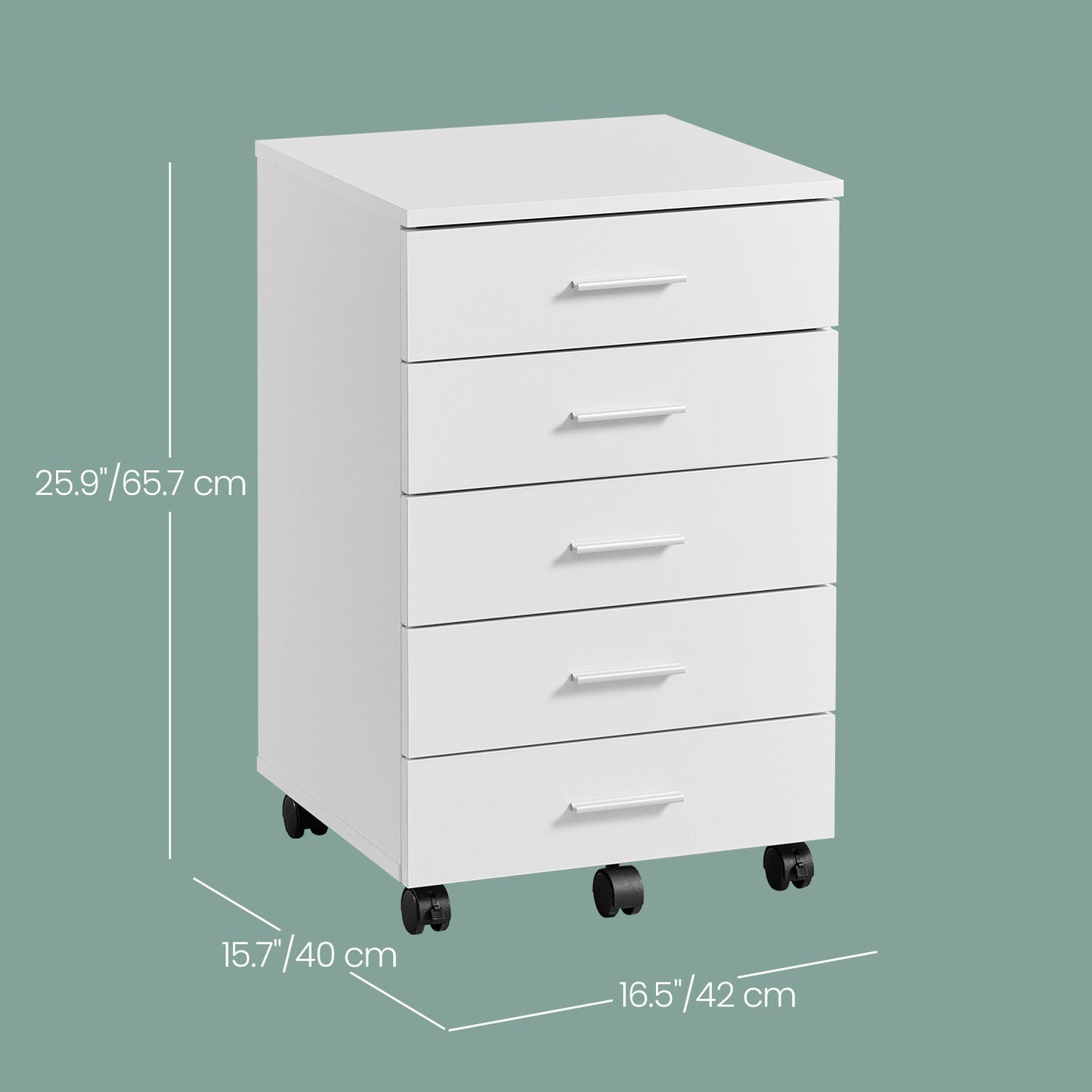 File Cabinet, Mobile Pedestal Filing Cabinet with Wheels & 7 Drawers, Printer Stand with Tool-Free Slides, for Home Office, Cloud White