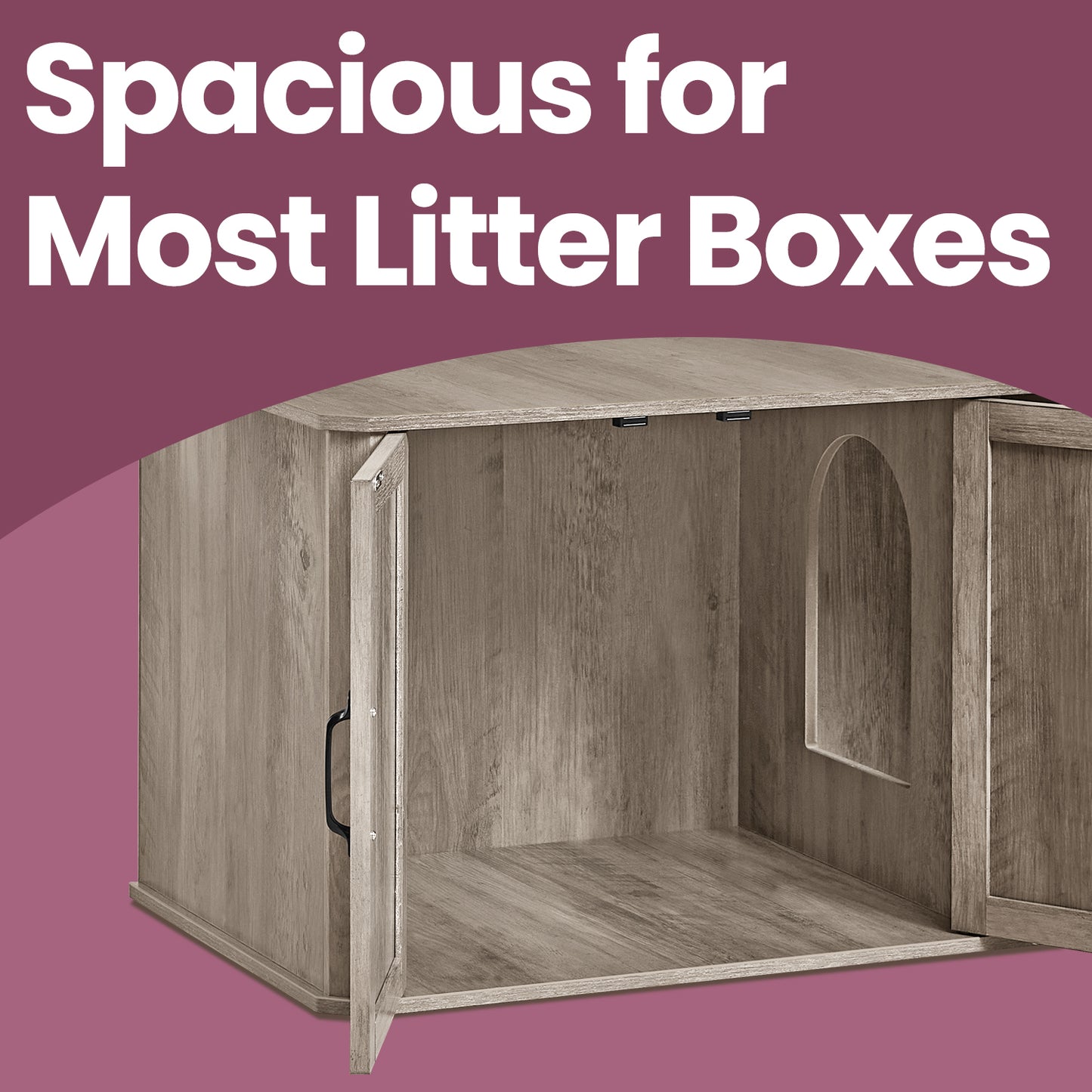 Single Cat Litter Box Enclosure with Front Entry, Hidden Litter Box Furniture with Double Doors, Side End Table, 33.5 x 19.5 x 19 Inches, Heather Greige