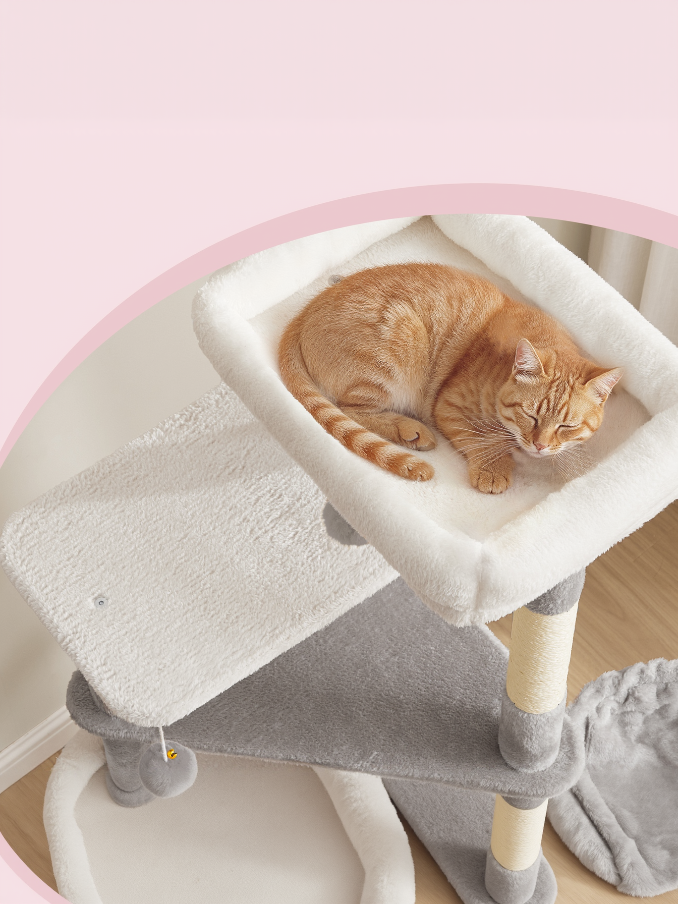 60-Inch Multi-Level Cat Tree Tower with 2 Caves, 3 Scratching Posts & 3 Perches, Plush Cat Condo for Indoor Cats, Dove Gray