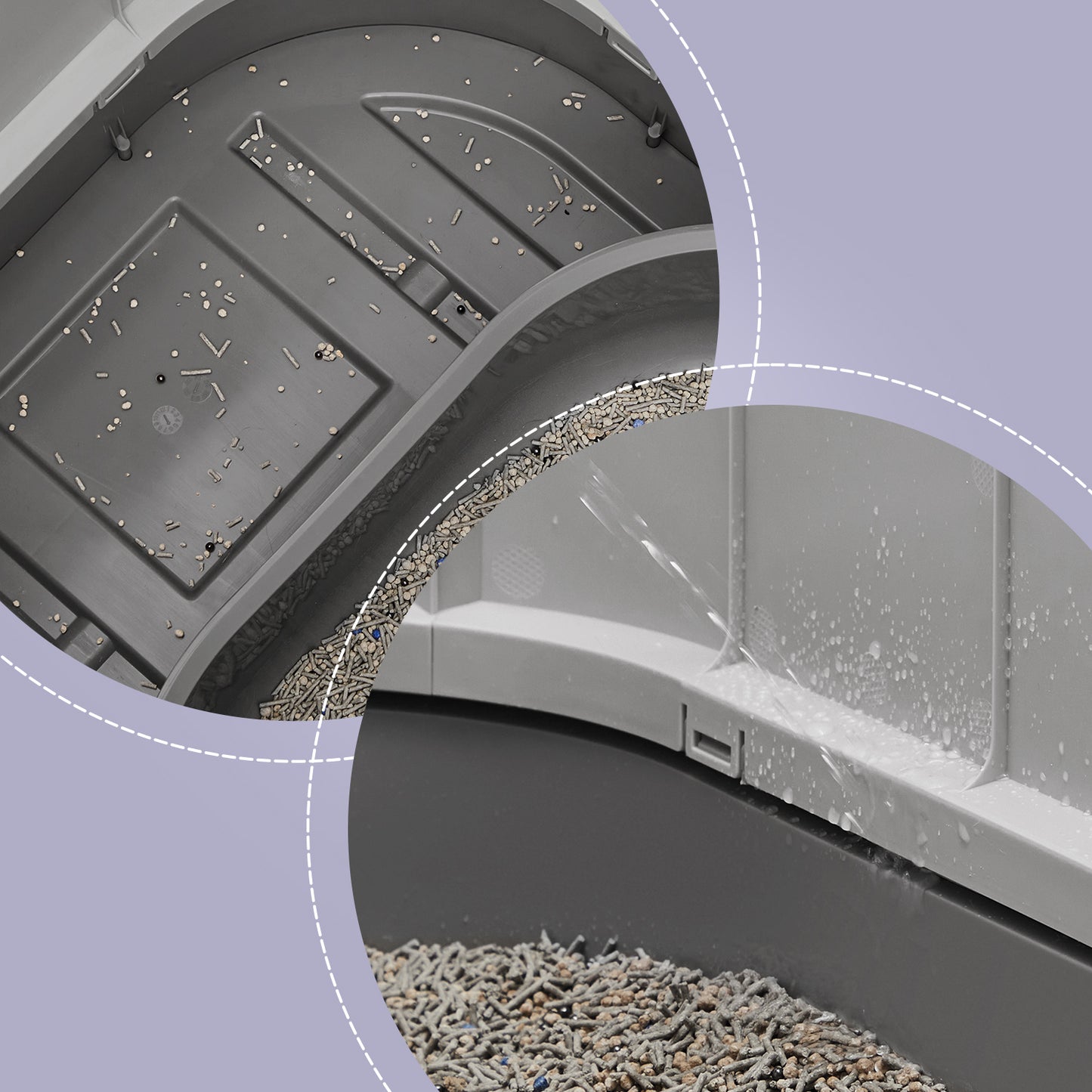 XL Enclosed Cat Litter Box with Slide-Out Tray, Anti-Tracking Top Grate & Adjustable Door, Includes Scoop & Brush, Dove Gray and Slate Gray
