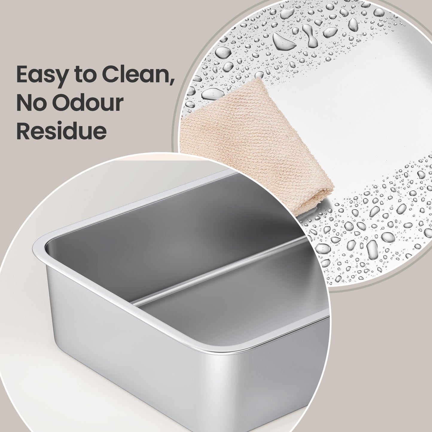 Stainless Steel Open Top Cat Litter Box with Step, High-Sided Litter Tray for Cats up to 33 lb, Dove Gray