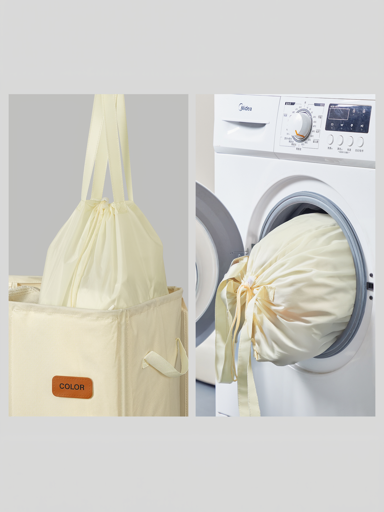 47.6 Gallon 3-Compartment Laundry Hamper, Laundry Basket Sorter with Removable Liners and Lid, for Bedroom, Cream White