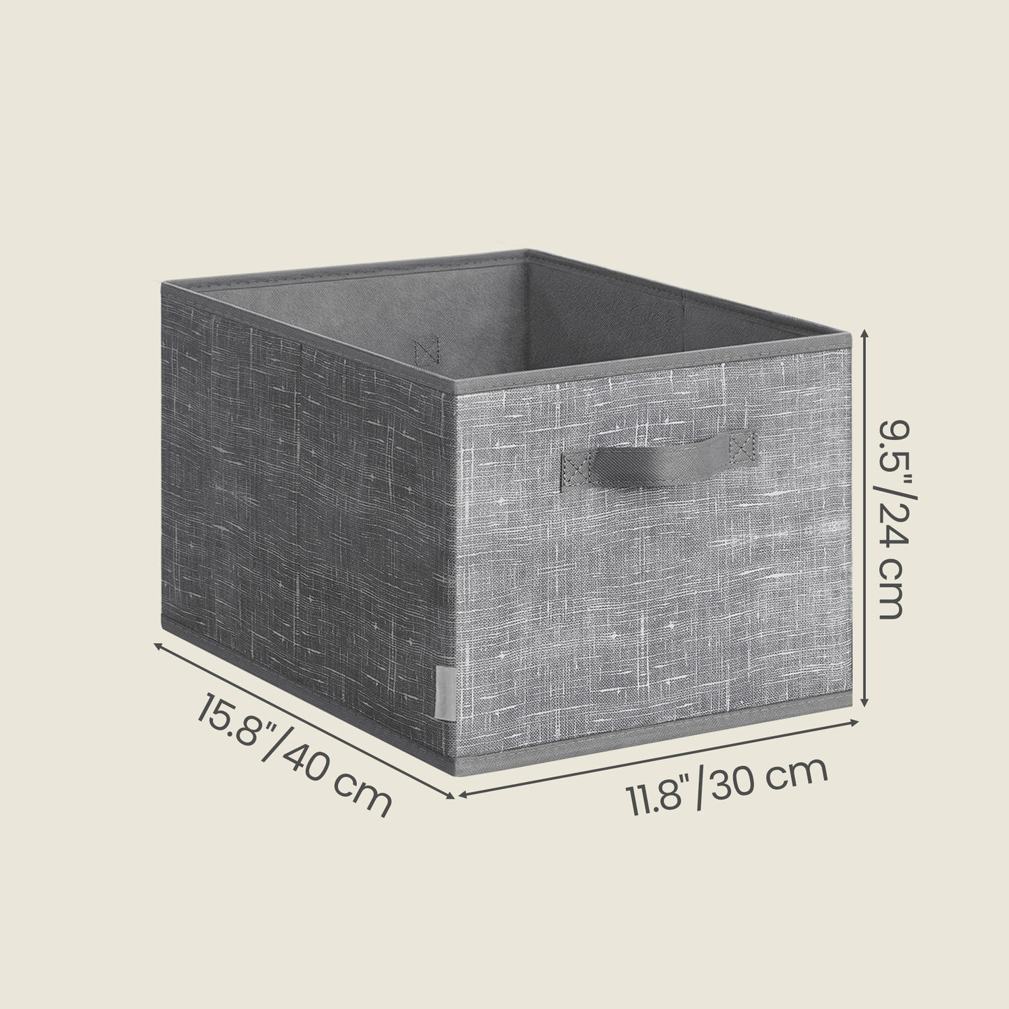 Set of 3 Foldable Fabric Storage Cubes, 15.7 x 11.8 Inch Closet Organizer Bins with Handles for Shelves, Cattail Gray