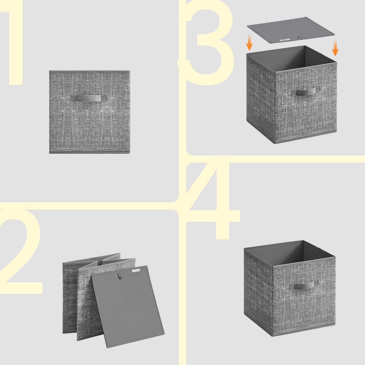 Set of 8 Foldable Storage Cubes, 10.2" Non-Woven Fabric Bins with Handles for Shelves and Closet Organizers, Cattail Gray