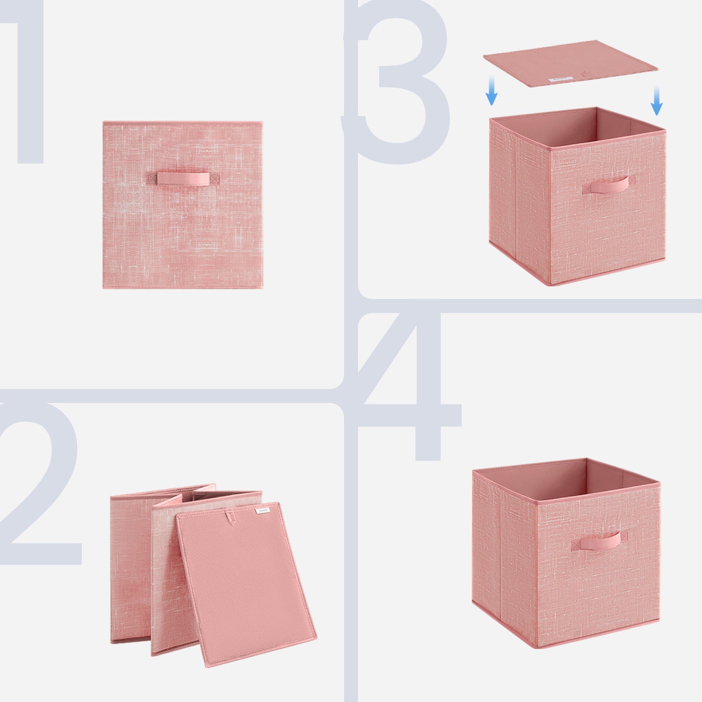 Set of 8 Foldable Fabric Storage Cubes, 13-Inch Closet Organizer Bins with Handles for Shelves, Jelly Pink