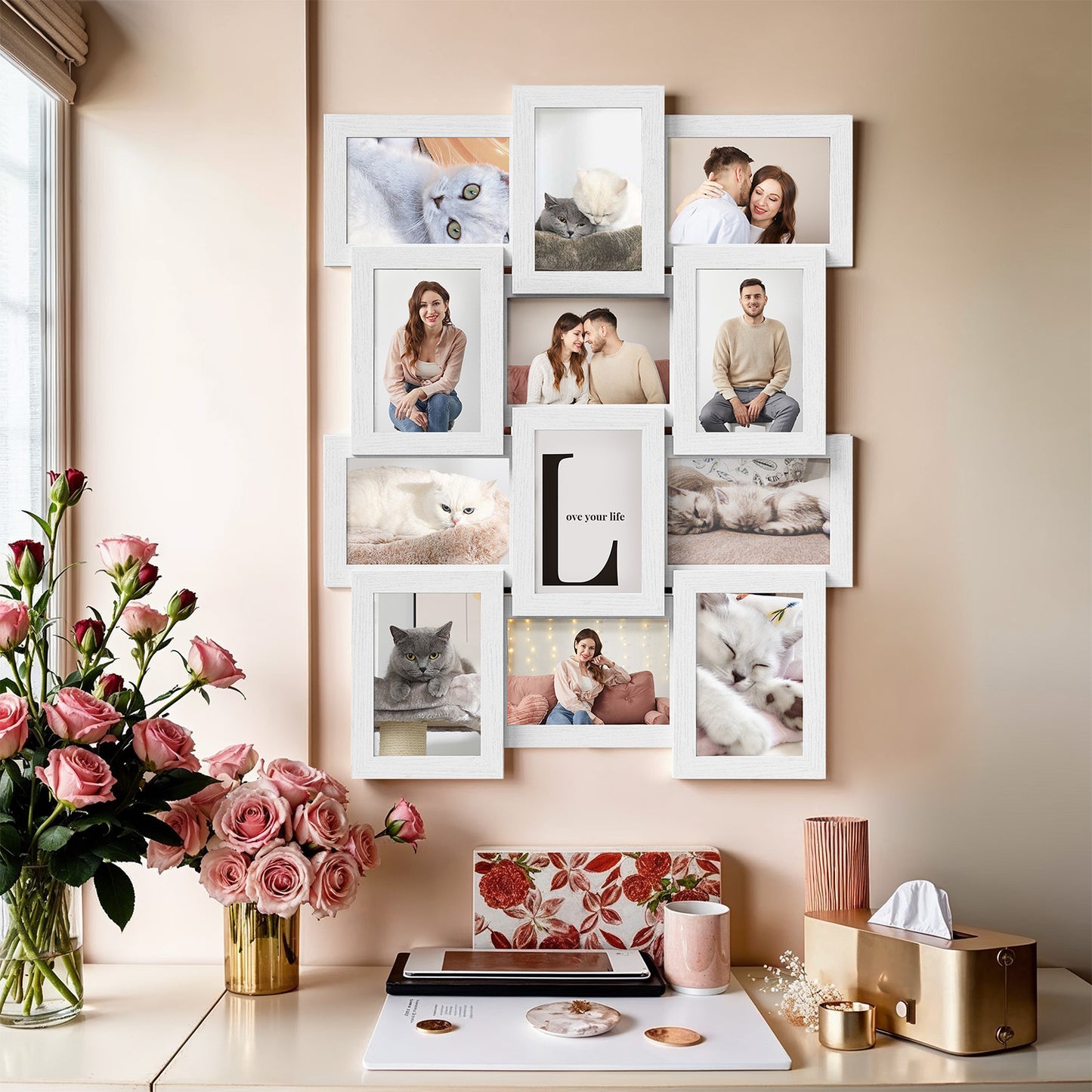 12-Pack 4x6 Wall Collage Frames - Multi-Photo Gallery Display with Glass Front, Easy Assembly, Cloud White