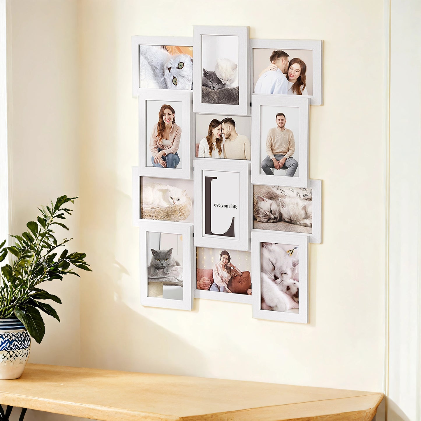 12-Pack 4x6 Wall Collage Frames - Multi-Photo Gallery Display with Glass Front, Easy Assembly, Cloud White