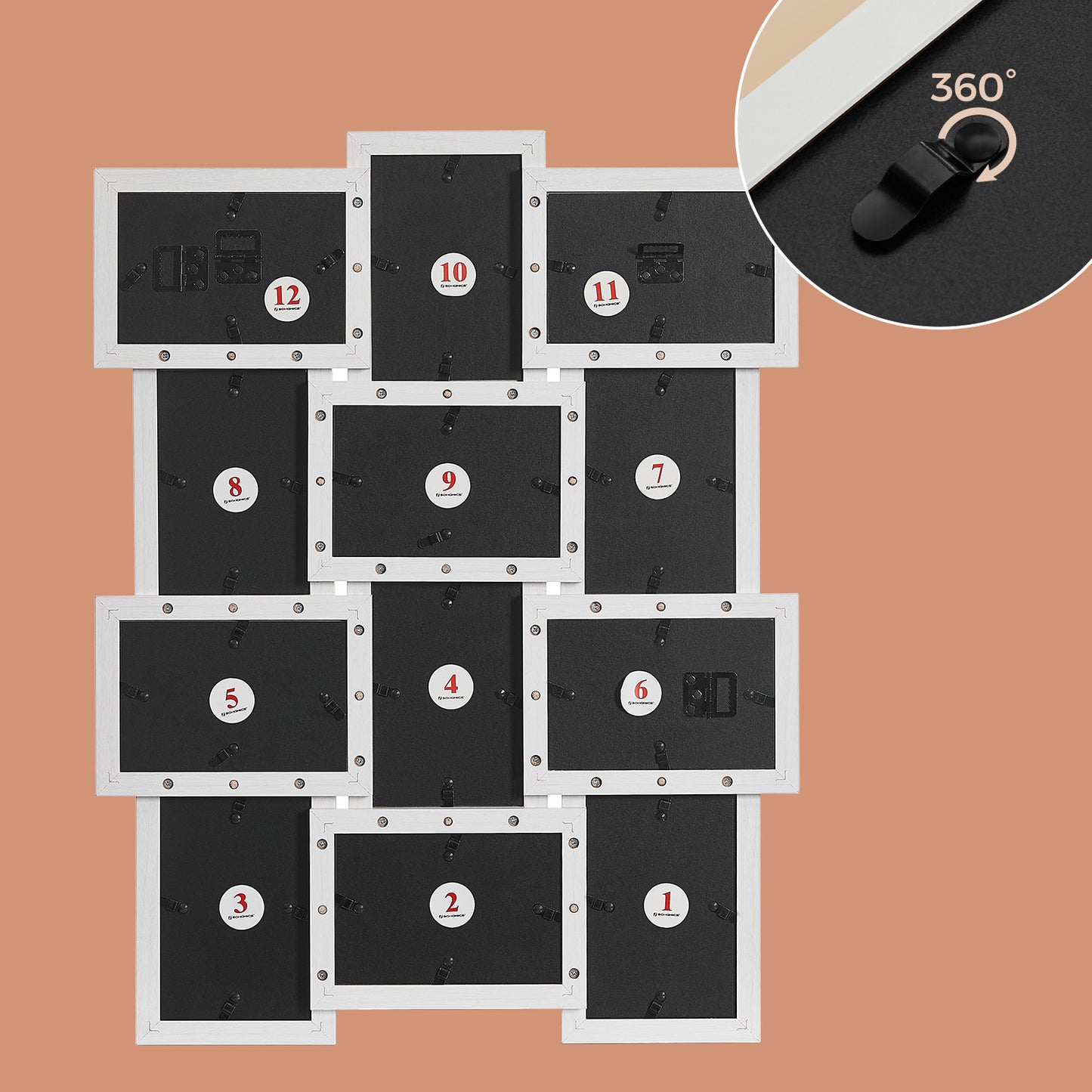 12-Pack 4x6 Wall Collage Frames - Multi-Photo Gallery Display with Glass Front, Easy Assembly, Cloud White