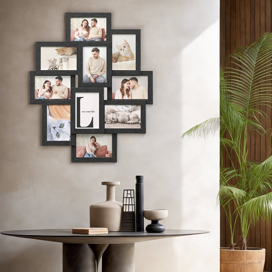 10-Piece 4x6 Collage Picture Frame Set for Wall, Gallery Photo Display with Glass Front, Easy Assembly Home Decor, Black