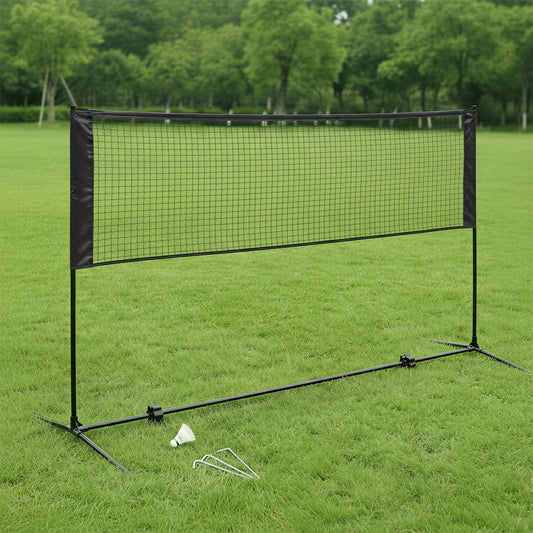 Adjustable Height Multi-Sport Net for Badminton, Pickleball, Volleyball & Junior Tennis, Portable Foldable Design with Carry Bag, 10ft Wide, Black