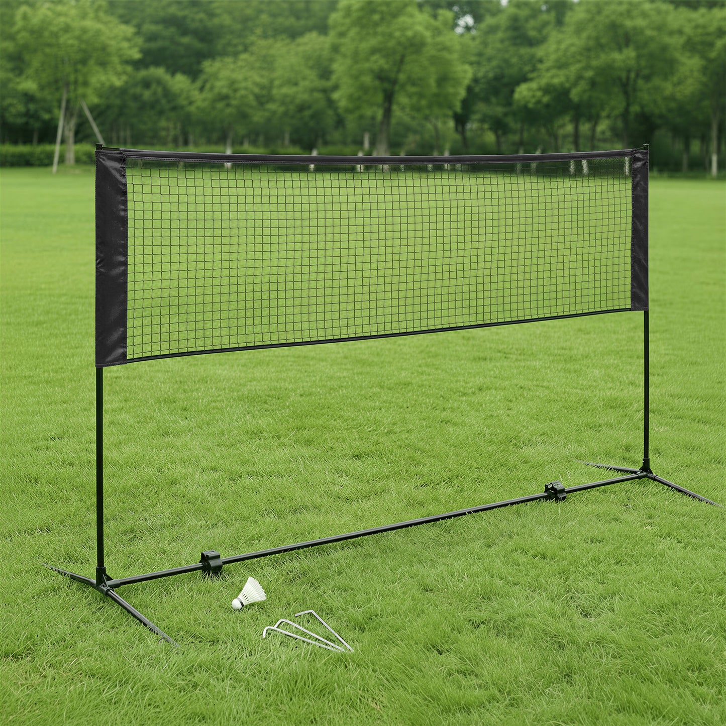 Adjustable Height Badminton Net, Volleyball and Pickleball Net for Kids and Junior Tennis, 10-16.5 ft Wide Foldable Nylon Net with Poles